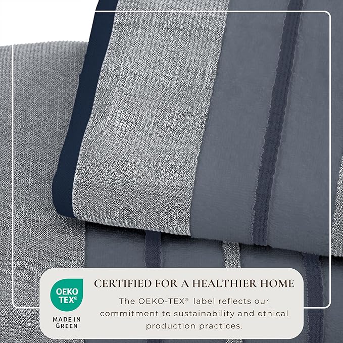 Great Bay Home Decorative Bath Towel Set - Luxury Cotton 6 Piece Towel Set - 2 Bath Towels, 2 Hand Towels, 2 Washcloths - Luxurious, Ultra-Soft, Durable Towel for Bathroom Decor (Blue)