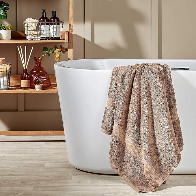 Christy Renaissance 6 Piece Brown Towel Set| 100% Egyptian Cotton | Luxury Bathroom Towels | Soft and Super Absorbent | 675 GSM | 2 Bath Sheet 2 Hand 2 Face | Mink