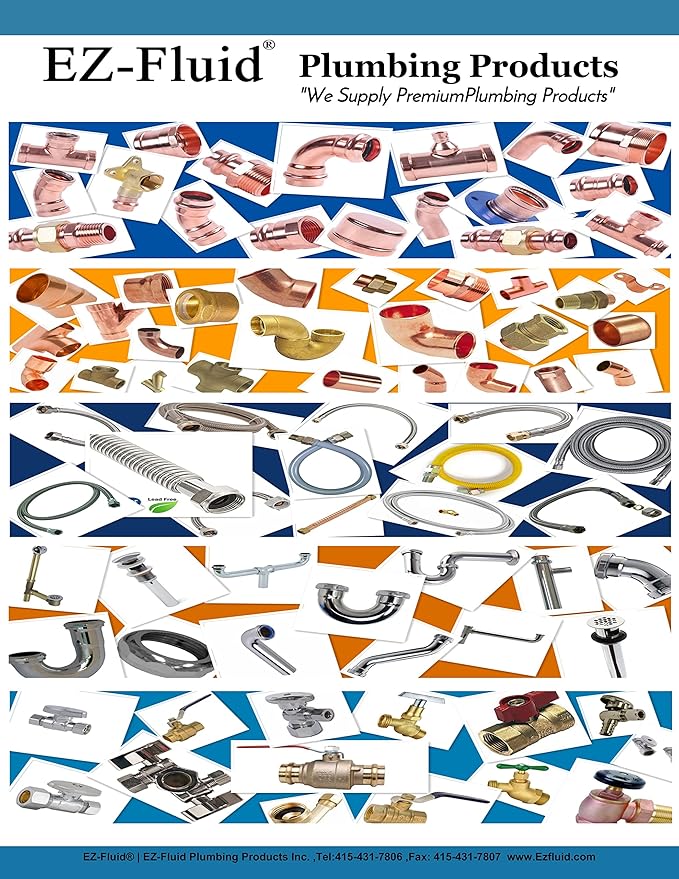 EZ-FLUID Plumbing (50-Pcs) 1/2" C X FIP LF Copper Female Adapter Pressure Copper Fittings,Sweat Solder Connection for Residential,Commercial Pipe.