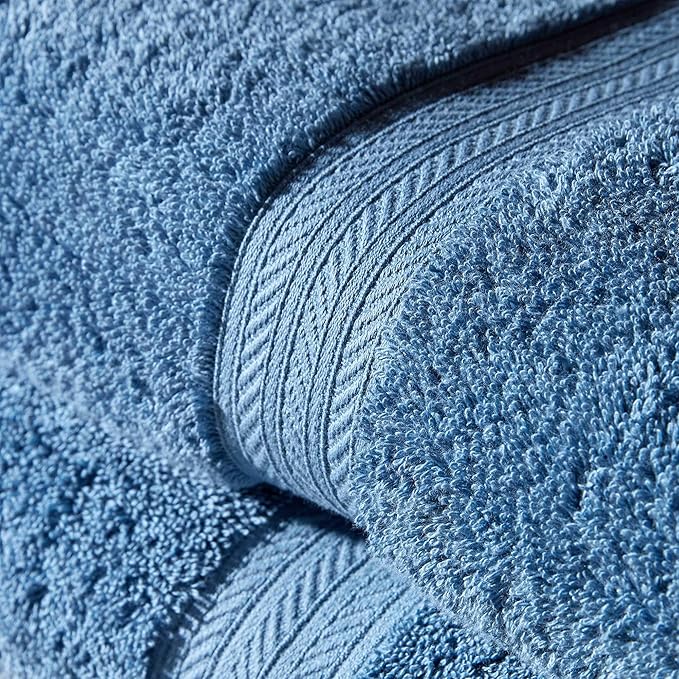 Christy Renaissance 4 Piece Blue Towel Set | 100% Egyptian Cotton | Luxury Bathroom Towels | Soft and Super Absorbent | 675 GSM | 2 Bath Sheet 2 Hand | Denim