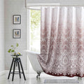 90 Inch Extra Long Shower Curtain - Chantilly Lace Design, Heavyweight Polyester, Burgundy to White Ombre, 72" W x 90" H
