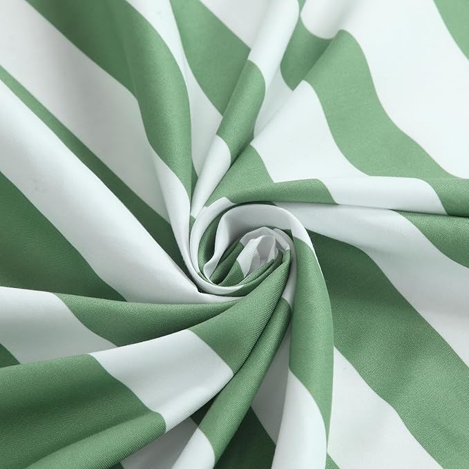 Extra Long Green Shower Curtain, Sage Green and White Stripe Waterproof Polyester Shower Curtains for Bathroom, 72x84 Inches