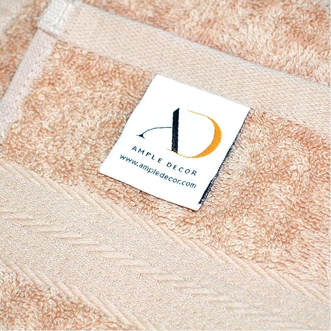 Ample Decor 100% Cotton 6 Piece Bathroom Towels Set, 2 Bath Towels, 2 Hand Towels, 2 Washcloths, Quick Drying - Beige Towel Sets