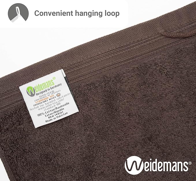 100% Cotton Washcloths Set 13” x 13” | Chocolate Towels | Set of 12 Ultra Soft and Highly Absorbent Washcloths Sets for Bathroom, Gym, Spa | Machine Washable Face Towel