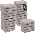 LANE LINEN 100% Cotton Wash Cloths - 24 Pcs - Spa & Salon Quality - Ring Spun Cotton Face Cloths - Soft & Absorbent Washcloths for Body, Beauty, Home, Gym - Fingertip Towels Set - 13"x13", Platinum