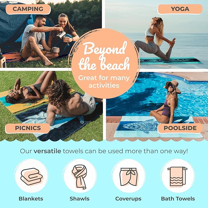 Nova Blue Octopus Beach Towel (34 X 63) – Orange & Teal Colorway with Tropical Design Travel Beach Towels Made from 100% Cotton – Vibrant Colorful Blanket Towel –Beach Towel for Adults