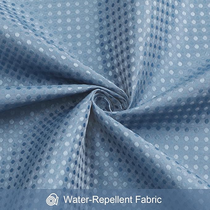 3 in 1 Extra Long Moonlight Blue Shower Curtain Set-72 W x 84 H, Modern Waffle and PEVA Liner Set with 12 Stainless Steel Hooks, Waterproof Fabric for Bathroom