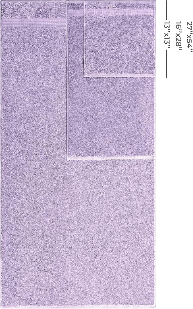 American Veteran Towel, 100% Cotton Turkish 6 Piece Towel Set, Luxury Towels Set of 6 for Bathroom Essentials, 2 Bath Towel 2 Hand Towel 2 Washcloth, Lilac