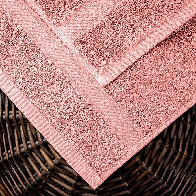 Superior Egyptian Cotton Pile 10 Piece Towel Set, Includes 2 Bath, 4 Hand, 4 Face Towels/Washcloths, Ultra Soft Luxury Towels, Thick Plush Essentials, Guest Bath, Spa, Hotel Bathroom, Tea Rose