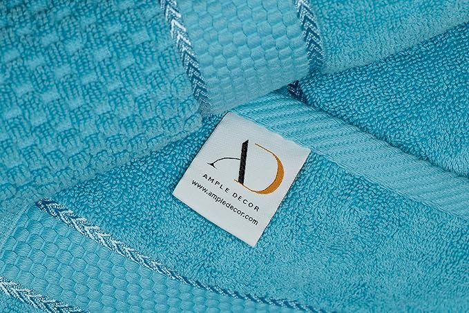 Ample Decor Bathroom Towel Set of 18-4 Bath Towel, 4 Hand Towel, 10 Wash Cloths – Ideal for Gifting, Hotel, Gym, Spa - Sky Blue