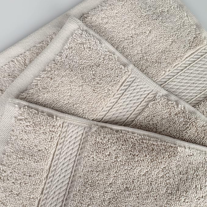 BLUENILEMILLS Madison Egyptian Cotton Towels, Towel Set for Bathroom, Shower, Hotel, Plush, 800 GSM, Highly Absorbent and Ultra-Soft Towels, Bath Essentials, 8 Piece Assorted Towel Set, Stone