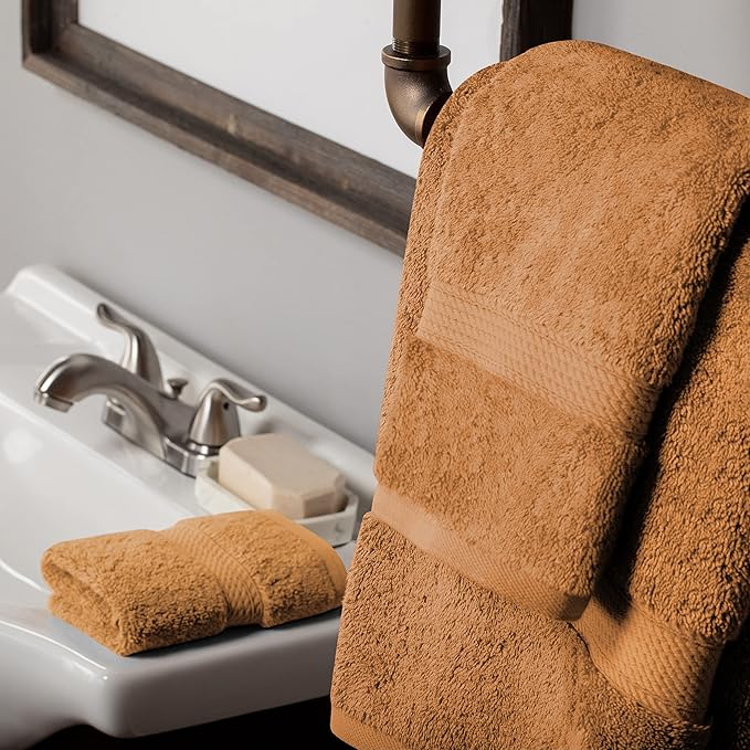 Buckingham Egyptian Cotton 3-Piece Towel Set, Washcloths, Hand Towels, Bath Towels, Rust