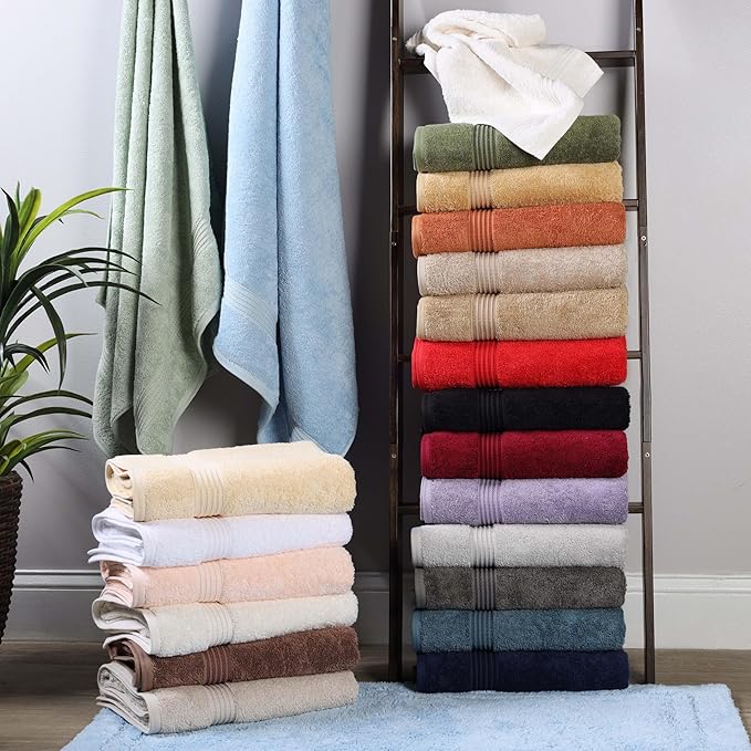 Superior Egyptian Cotton 8-Piece Towel Set, Assorted Towels for Home Bathroom, Guest Bath Decor Essentials, Includes 2 Bath, 4 Hand, 2 Face Towels/Washcloths, Quick Dry, Absorbent, Peach