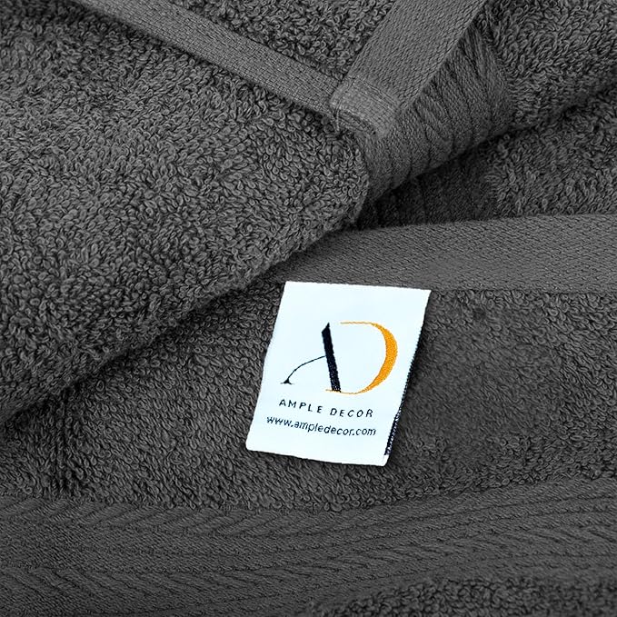 Ample Decor Wash Cloths Pack of 10, Oeko Tex Certified 600 GSM 100% Cotton Soft Absorbent, Premium Quality Durable Machine Washable, Ideal for Bathroom, Pool, Hotel, Spa – Grey