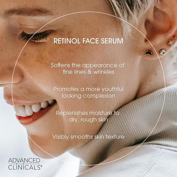 Advanced Clinicals Retinol Body Lotion + Retinol Serum 2PC Skincare Set For Women & Men Helps Diminish Appearance Of Crepey Skin | Face Serum & Body Cream Visibly Improves Look Of Wrinkles & Sagging