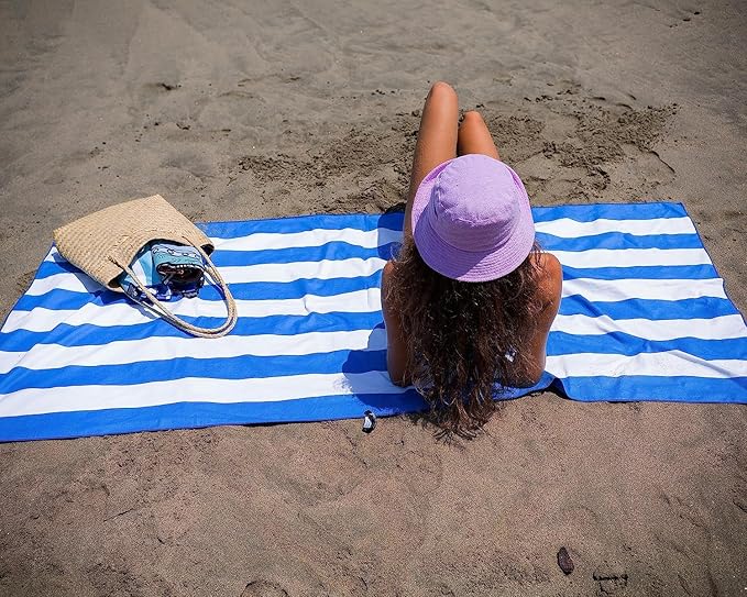 Elite Trend Quick Dry Towel Large 63x31 Inch - Microfiber Beach Towel - Perfect for Beach, Travel, Swimming, Pool, Yoga, Hiking, Camping - Lightweight, Fast Drying, Compact for Adults (Cabana Blue)