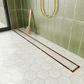 Neodrain 30-Inch Gold Linear Shower Drain with Tile Insert Cover, Golden 304 Stainless Steel Rectangle Shower Floor Drain, Linear Drain with Leveling Feet, Hair Strainer,CUPC Certified