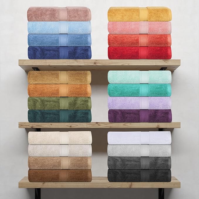 BLUENILEMILLS Madison Egyptian Cotton Towels, Towel Set for Bathroom, Shower, Hotel, Plush, 800 GSM, Highly Absorbent and Ultra-Soft Towels, Bath Essentials, 6 Piece Assorted Towel Set, Gold