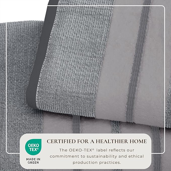 Great Bay Home Decorative Bath Towel Set - Luxury Cotton 4 Pack 54x27 Bath Towel Set - Luxurious, Ultra-Soft, Durable Towels for Bathroom Decor (Grey)
