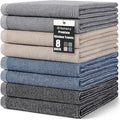 Homaxy Premium Kitchen Towels(18”x 28”, 8 Pack), Large Cotton Kitchen Hand Towels, Flat and Terry Dish Towels, 380 GSM Highly Absorbent Tea Towel Set with Hanging Loop, Mixed Color