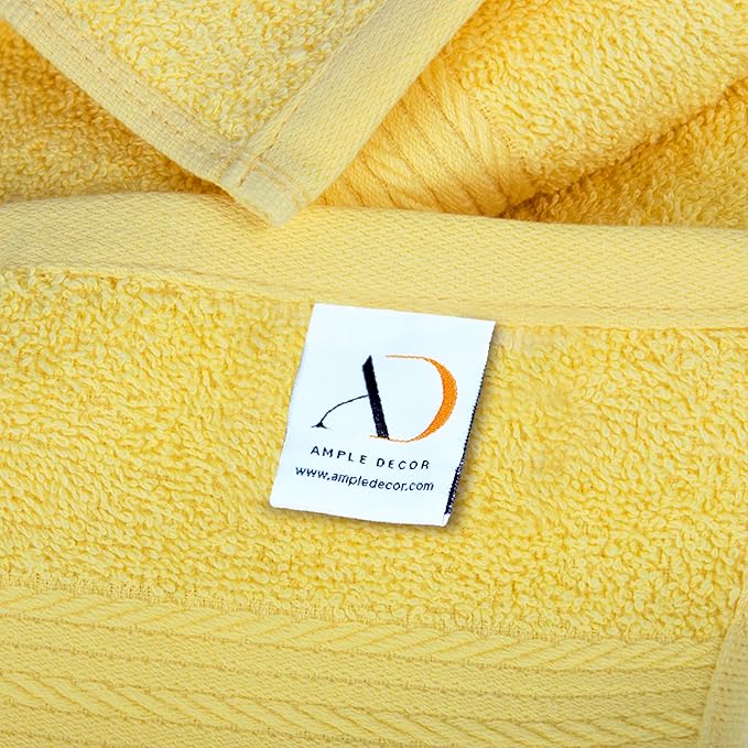 Ample Decor Wash Cloths Pack of 50 12 X 12 Inch 100% Cotton 600 GSM, Soft Absorbent, Face Towels, Reusable Fingertip Towels for Bathroom, Hotel, Gym, Spa - Yellow