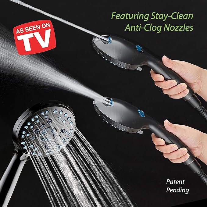 Hotel Spa AquaCare As-Seen-On-TV High Pressure Handheld & Rain 50-mode 3-way Shower Head Combo with Anti-clog Jets, 2-mode Tub & Pet Power Wash, Extra Wall Bracket, 6 ft. Hose, Oil Rubbed Bronze