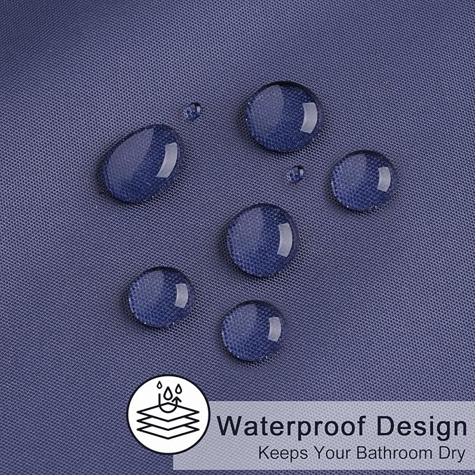 AooHome 72 Width x 96 Height inch Fabric Shower Liner, Extra Long Solid Color Shower Curtain with Hooks, Weighted Hem, Waterproof, Navy Blue