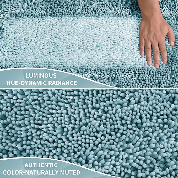 Yimobra Large Bathroom Rug Non Slip 36x24 Inch, Extra Thick Soft Absorbent Chenille Bath Mat, Machine Washable Bath Rugs for Bathroom Floor, Tub and Shower, Home Decor Accessories, Greyish Blue