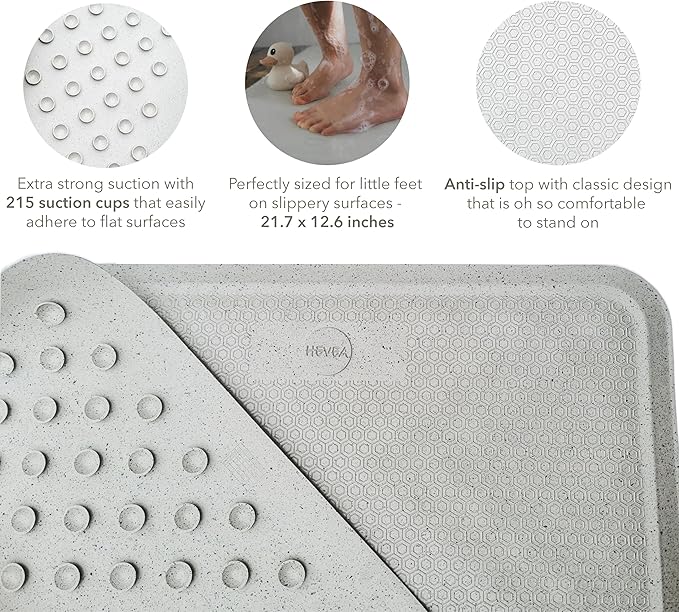 HEVEA Baby & Toddler Bath Mat - 100% Natural Rubber Non Slip Bathtub Mat for Baby - Upcycled, Danish Design - Safe & Sustainable Bathroom Essential (Marble)