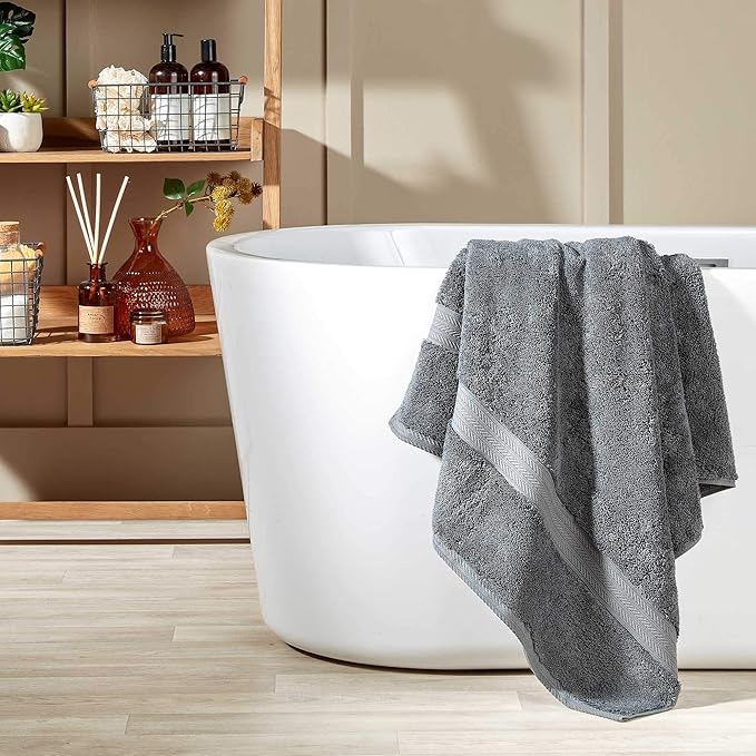 Christy Renaissance 4 Piece Gray Towel Set | 100% Egyptian Cotton | Luxury Bathroom Towels | Soft and Super Absorbent | 675 GSM | 2 Bath Sheet 2 Hand | Ash Gray