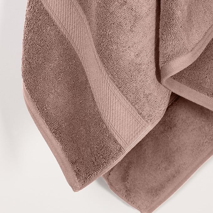 Superior Egyptian Cotton Pile Bath Towels, Ultra Soft Luxury Towel, Thick Plush Essentials, Absorbent Heavyweight, Guest Bath, Hotel, Resort, Spa, Pool, Bathroom, Shower Basics, Set of 2, Muted Mauve
