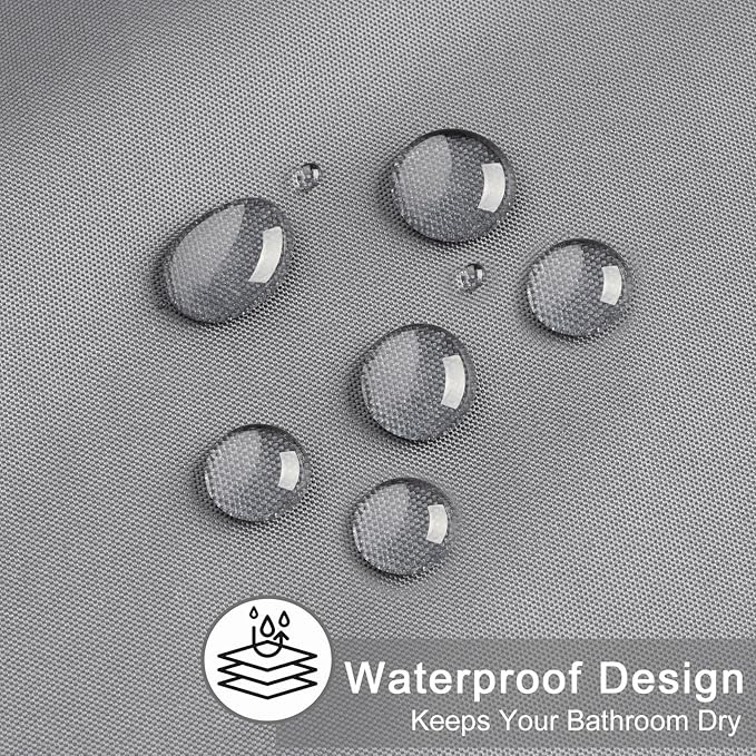 AooHome Light Grey Stall Size Bathroom Curtain for Hotel, Fabric Shower Liner with Hooks for Hotel, Water Repellent, 54 Width x 72 Height Inch