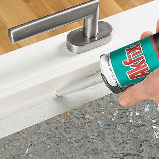 Akfix 100E RTV White Silicone Caulk (2x10.1 fl.oz.) - 100% Waterproof Silicone Sealant for Kitchen and Bathroom, Shower, Toilet, Sink, Window and Door, No Yellowing | White, 2 Pack