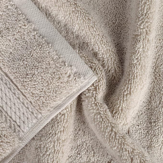 Superior Egyptian Cotton Pile Bath Sheet, Ultra Soft Luxury Towels, Thick Plush Essentials, Absorbent Heavyweight, Guest Bath, Hotel, Spa, Home Bathroom, Shower Basics, Stone (Pack of 4)