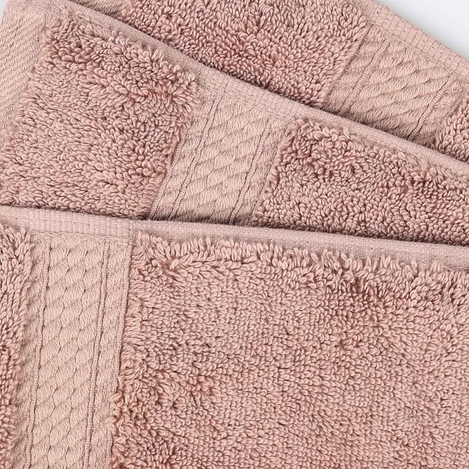 BLUENILEMILLS Madison Egyptian Cotton Face Towel/Washcloth Set, for Kitchen, Bathroom, Shower, Plush, 800 GSM, Highly Absorbent and Ultra-Soft Face Towels, Washcloths, Set of 6, Muted Mauve