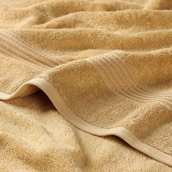 Superior Egyptian Cotton 8-Piece Towel Set, Assorted Towels for Home Bathroom, Guest Bath Decor Essentials, Includes 2 Bath, 4 Hand, 2 Face Towels/Washcloths, Quick Dry, Absorbent, Gold