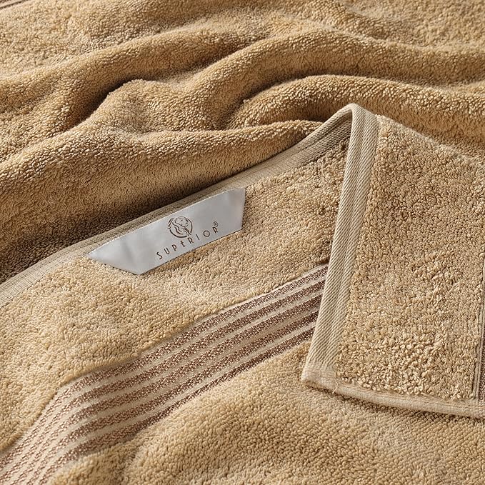 Superior Egyptian Cotton 6-Piece Towel Set, Bathroom Essentials, Towels For Bathroom, Apartment, Airbnb, Guest Bath, Face, Hand, Bath Towels, Washcloths, Absorbent, Fast Drying, Toast
