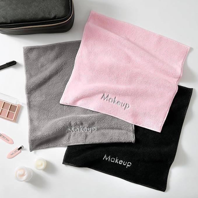 Arkwright Makeup Towels - Pack of 6 - Ultra Soft & Gentle Microfiber Coral Fleece Washcloth Face Make Up Remover, Reusuable Eraser Cloth Essentials for Hosts & Artists, 13 x 13 in, Pink