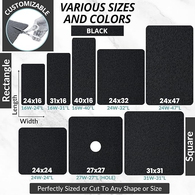 ENKOSI Loofah Non-Slip Shower and Bath Mat - Soft Cushioned Comfort - No Suction Cups for Smooth or Textured Tubs - Fast Draining - Safety for Bathroom, Family, Kids, and Elderly (24x16 Black)