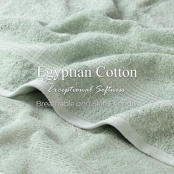 Superior Egyptian Cotton 10-Piece Face Towel Set , Small Towels For Facial, Spa, Quick Dry, Absorbent Towels, Bathroom Accessories, Guest Bath, Home Essentials, Washcloth, Airbnb, Sage
