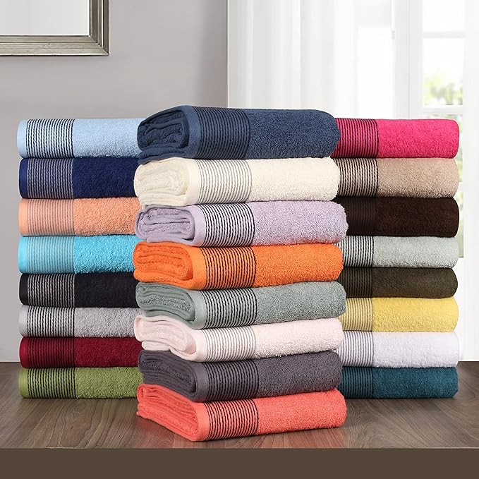 Belizzi Home 100% Cotton Ultra Soft 6 Pack Towel Set, Contains 2 Bath Towels 28x55 inchs, 2 Hand Towels 16x24 inchs & 2 Washcloths 12x12 inchs, Compact Lightweight & Highly Absorbant - Black