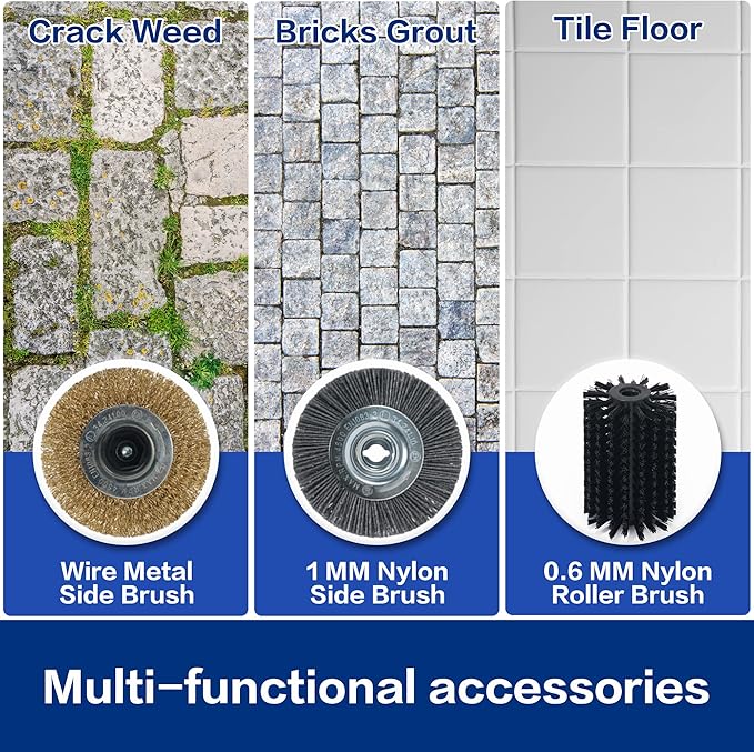 Grout Cleaner for Tile floors Grout Brush,Heavy Duty with Wire Surface Brush,Moss,Weed Between Floor Tiles,Patio,Board,Bricks,Pool,Pavements (20¡®Cord-120V)