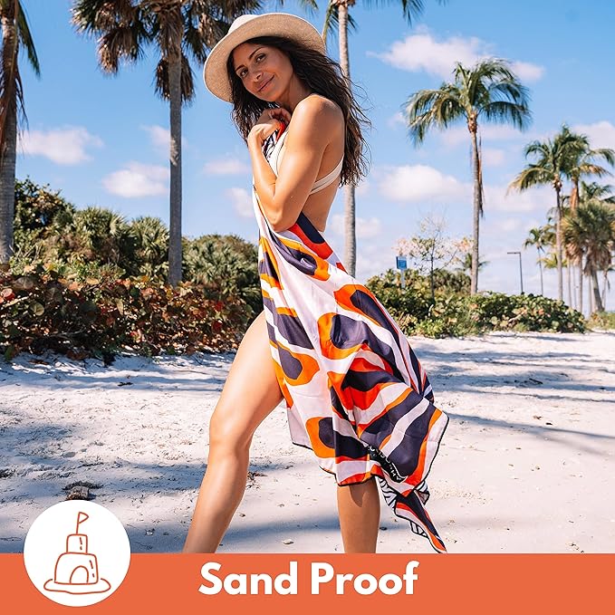 ECCOSOPHY Microfiber Beach Towel - Sand Free Towels are Quick Dry, Light Weight, Super Absorbent - Perfect Pool, Travel, Cruise, Camping Essentials - Oversized Extra Large for Adults 71x35 in