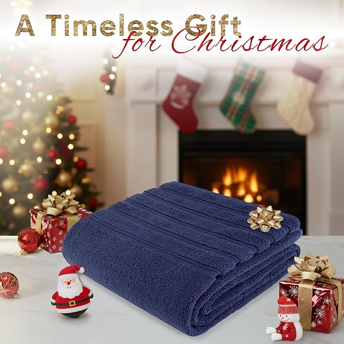 American Soft Linen 35x70 Jumbo Large Bath Towels, 600 GSM 100% Cotton Turkish Bath Sheet, Oversized Luxury Bath Towels for Bathroom Beach and Pool, Navy Blue