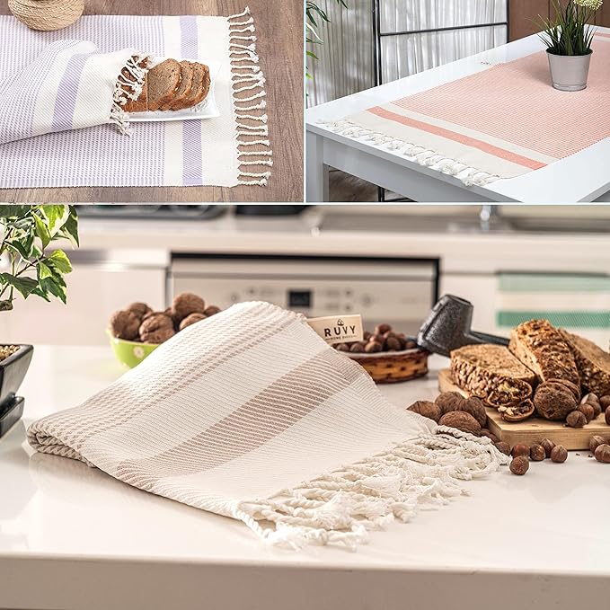 Ruvy Home Basics Turkish Hand Towels for Bathroom Set of 2 | 18"x40", Cotton | Decorative Towel for Bathroom, Kitchen, Dishcloth, Tea, Yoga, Face, Gym - Coral