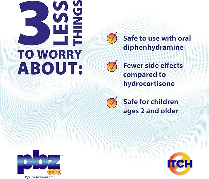 PBZ OTC Antihistamine Cream with 1% Tripelennamine, Kid Safe Itch Relief, 1 Oz, 3 Pack