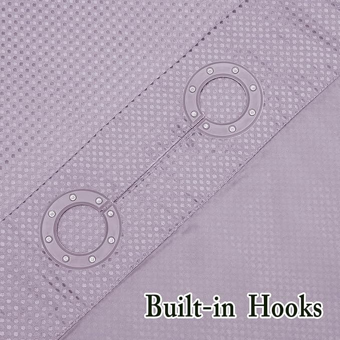 Gibelle No Hook Waffle Weave Shower Curtain with Snap-in Fabric Liner Set for Bathroom, Hotel Style with Mesh Top Window, Waterproof & Washable, Lavender, 72x74