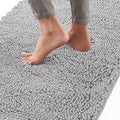 GORILLA GRIP Bath Rug Mat 60x17, Soft Absorbent Chenille, Quick Dry Microfiber Mats, Rubber Backing Washable Shower Floor Rugs, Bathmat Runner, US Designed Bathroom Home Decor Accessories Light Gray