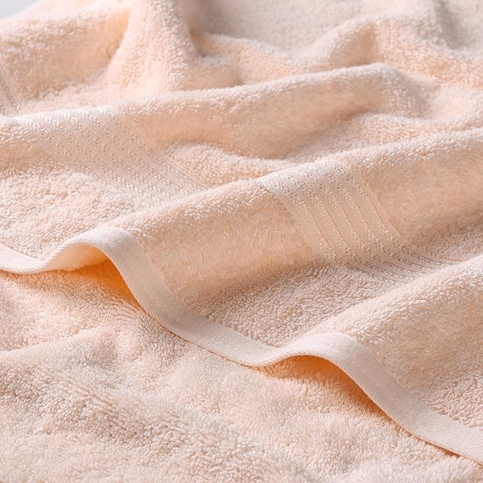 Superior Egyptian Cotton 4-Piece Bath Towel Set for Shower, Bath, Spa, Resort, Hotel, Soft Body Towels, Airbnb Essentials, Apartment, Dorm, Quick Dry, Absorbent, Bathroom Basics, Peach