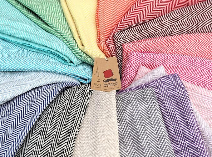 Bazaar Anatolia Turkish Beach Towel 100% Cotton Bath Towels 71x39 Quick Dry Sand Free Lightweight Large Oversized Herringbone Lavander Lilac